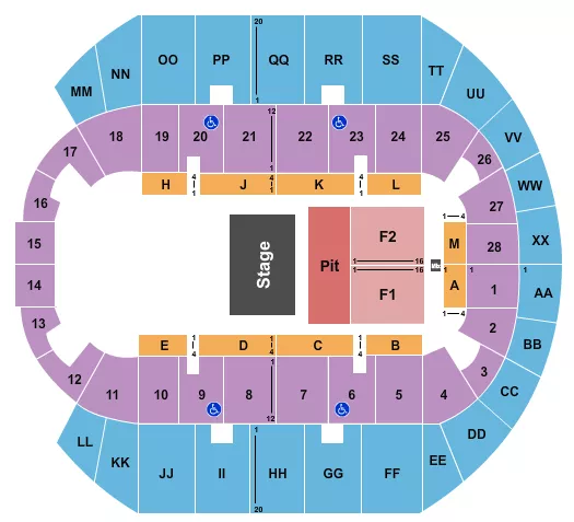 seating chart for Mississippi Coast Coliseum - Half House - eventticketscenter.com