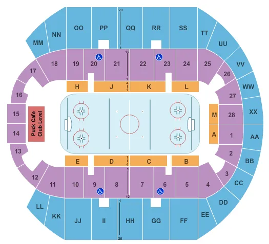 seating chart for Mississippi Coast Coliseum - Hockey-2 - eventticketscenter.com