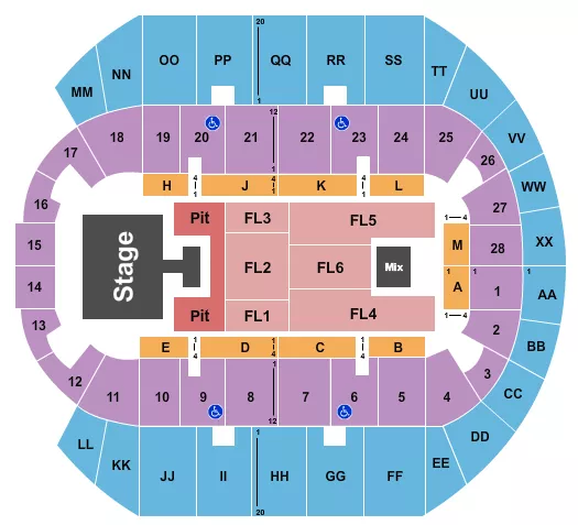 seating chart for Mississippi Coast Coliseum - Jason Aldean 1 - eventticketscenter.com