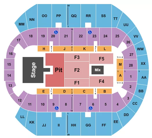seating chart for Mississippi Coast Coliseum - Jon Pardi - eventticketscenter.com