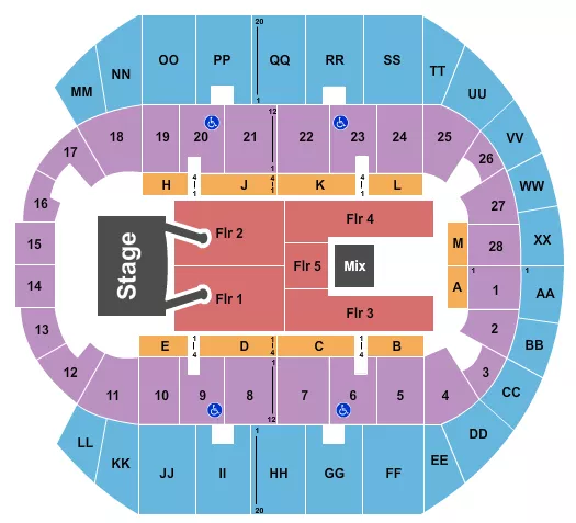 seating chart for Mississippi Coast Coliseum - Little Big Town - eventticketscenter.com