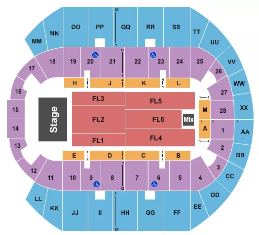 seating chart for Mississippi Coast Coliseum - Martin Lawrence 1 - eventticketscenter.com