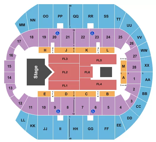 seating chart for Mississippi Coast Coliseum - Rascal Flatts - eventticketscenter.com