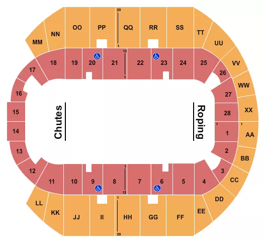 seating chart for Mississippi Coast Coliseum - Rodeo - eventticketscenter.com