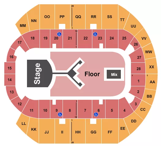 seating chart for Mississippi Coast Coliseum - Shinedown - eventticketscenter.com
