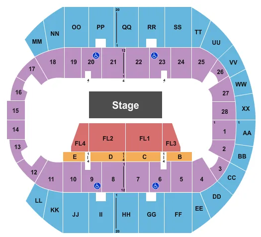 seating chart for Mississippi Coast Coliseum - Theater 2 - eventticketscenter.com