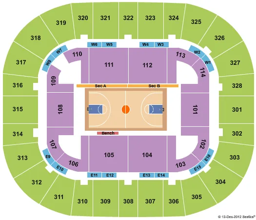 seating chart for Mitchell Center - Globetrotters - eventticketscenter.com