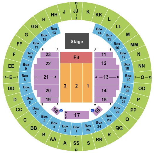 seating chart for Mobile Civic Center Arena - Endstage GA Pit - eventticketscenter.com