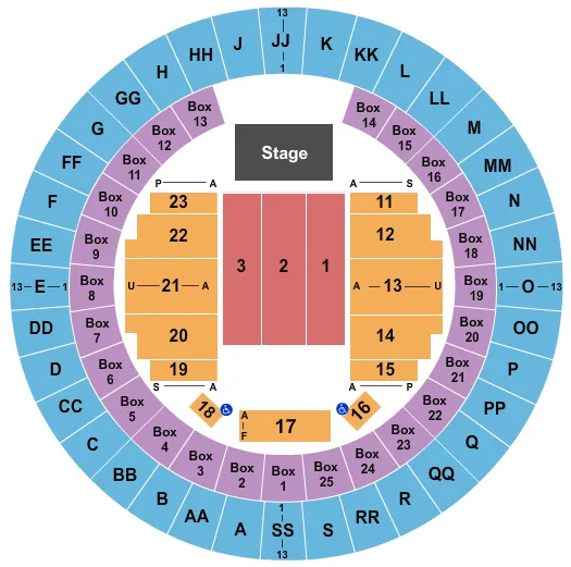seating chart for Mobile Civic Center Arena - Endstage - eventticketscenter.com