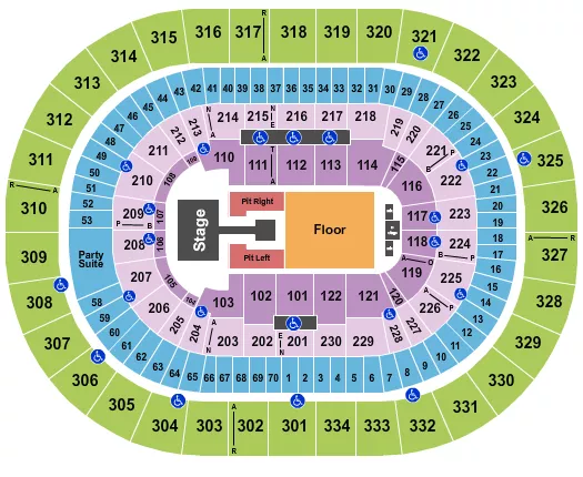 seating chart for Moda Center at the Rose Quarter - Endstage Pit R/L - eventticketscenter.com