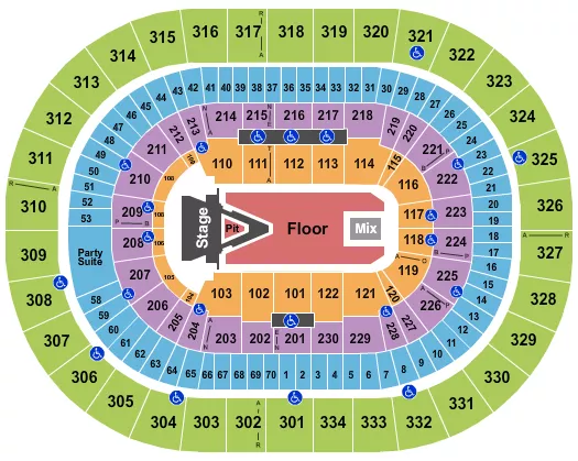 seating chart for Moda Center at the Rose Quarter - Aerosmith 2023 - eventticketscenter.com