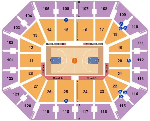 seating chart for Mohegan Sun Arena - CT - Basketball - eventticketscenter.com