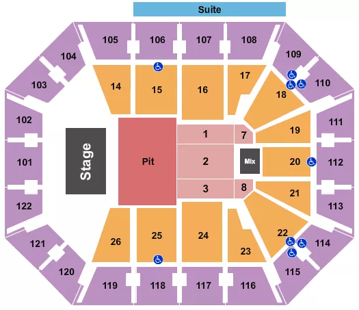 seating chart for Mohegan Sun Arena - CT - Chris Young - eventticketscenter.com