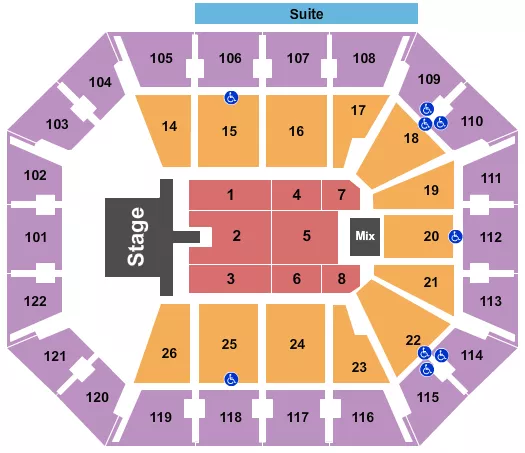 seating chart for Mohegan Sun Arena - CT - Bryan Adams - eventticketscenter.com