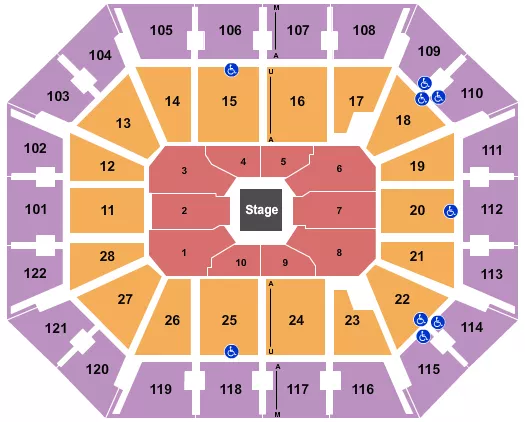 seating chart for Mohegan Sun Arena - CT - Center Stage - eventticketscenter.com