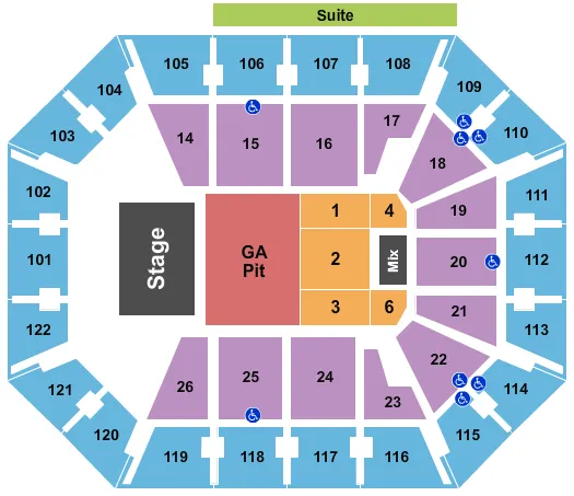 seating chart for Mohegan Sun Arena - CT - Dan & Shay - eventticketscenter.com