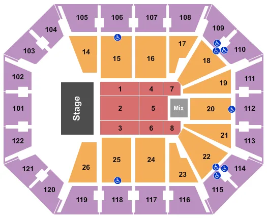 seating chart for Mohegan Sun Arena - CT - Endstage 4 - eventticketscenter.com