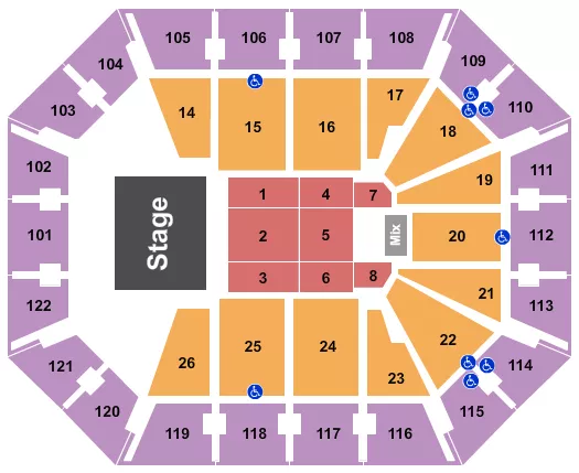 seating chart for Mohegan Sun Arena - CT - Endstage 5 - eventticketscenter.com
