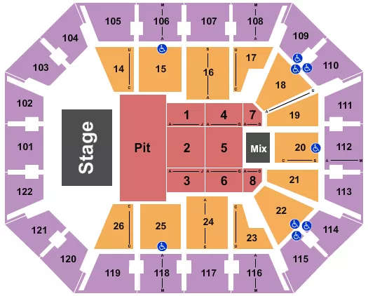 seating chart for Mohegan Sun Arena - CT - Endstage GA Pit 6 - eventticketscenter.com