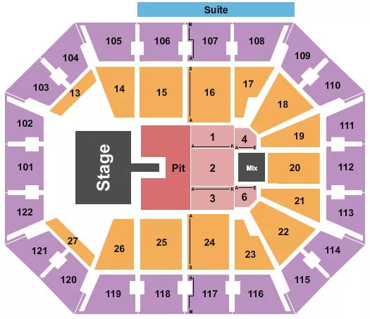 seating chart for Mohegan Sun Arena - CT - Endstage Pit w/ Catwalk - eventticketscenter.com