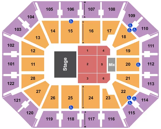 seating chart for Mohegan Sun Arena - CT - Half House 4 - eventticketscenter.com