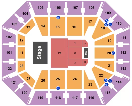 seating chart for Mohegan Sun Arena - CT - Half House GA Pit - eventticketscenter.com