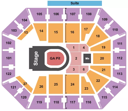 seating chart for Mohegan Sun Arena - CT - Kane Brown - eventticketscenter.com