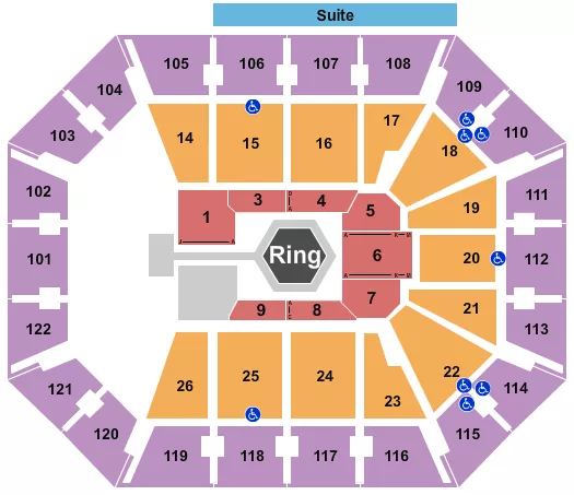 seating chart for Mohegan Sun Arena - CT - MMA 3 - eventticketscenter.com