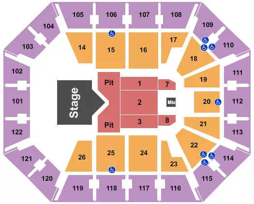 seating chart for Mohegan Sun Arena - CT - Sam Hunt - eventticketscenter.com