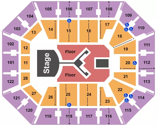 seating chart for Mohegan Sun Arena - CT - Shinedown - eventticketscenter.com