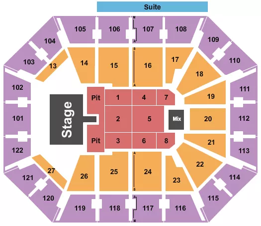 seating chart for Mohegan Sun Arena - CT - Tucker Wetmore - eventticketscenter.com