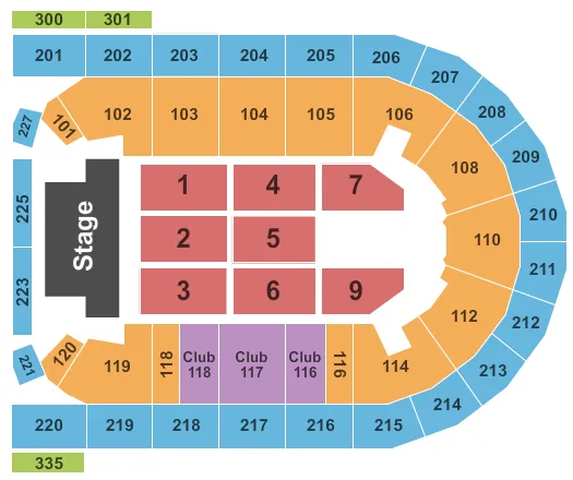 seating chart for Mohegan Sun Arena at Casey Plaza - Endstage 2 - eventticketscenter.com