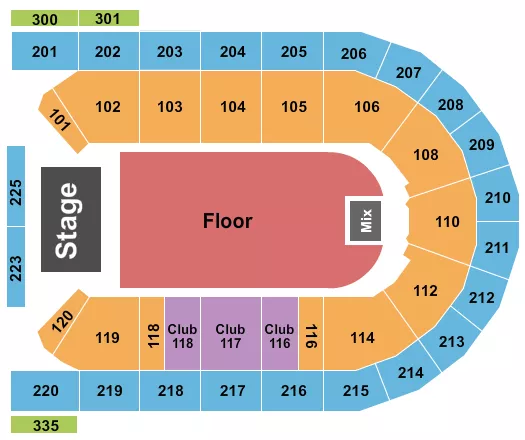 seating chart for Mohegan Sun Arena at Casey Plaza - Endstage GA Floor 2 - eventticketscenter.com