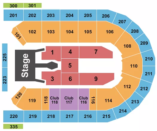 seating chart for Mohegan Sun Arena at Casey Plaza - Tim McGraw 2023 - eventticketscenter.com