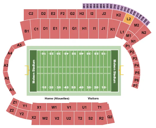 seating chart for Molson Stadium - Football - eventticketscenter.com