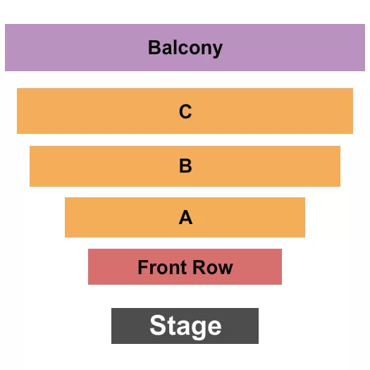 Candlelight Seating Chart at Montgomery Theatre. The chart shows the main floor/stage with seating options surrounding it, which are color coded