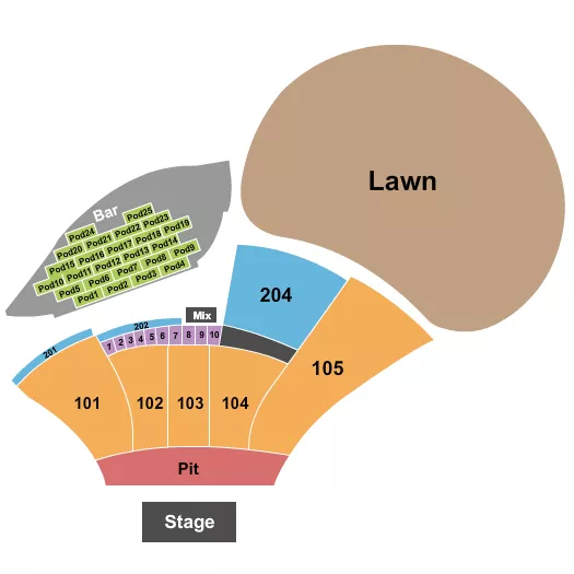 seating chart for Moody Amphitheater - Endstage with Pods & Pit - eventticketscenter.com