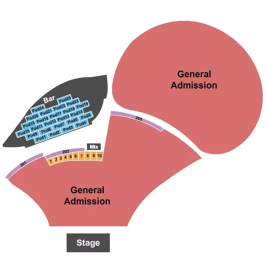 seating chart for Moody Amphitheater - GA & Pods 3 - eventticketscenter.com