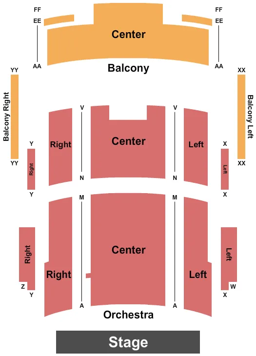 seating chart for Moody Performance Hall - End Stage - eventticketscenter.com
