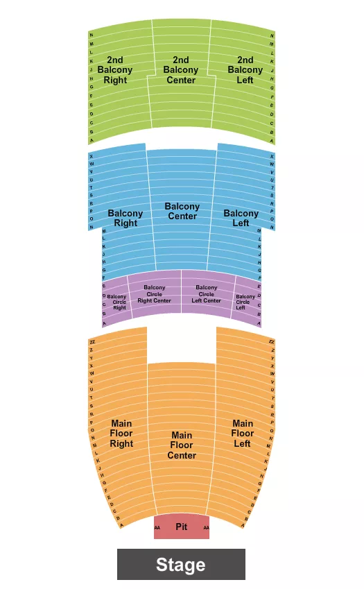 seating chart for Moore Theatre - WA - Endstage Pit 2 - eventticketscenter.com