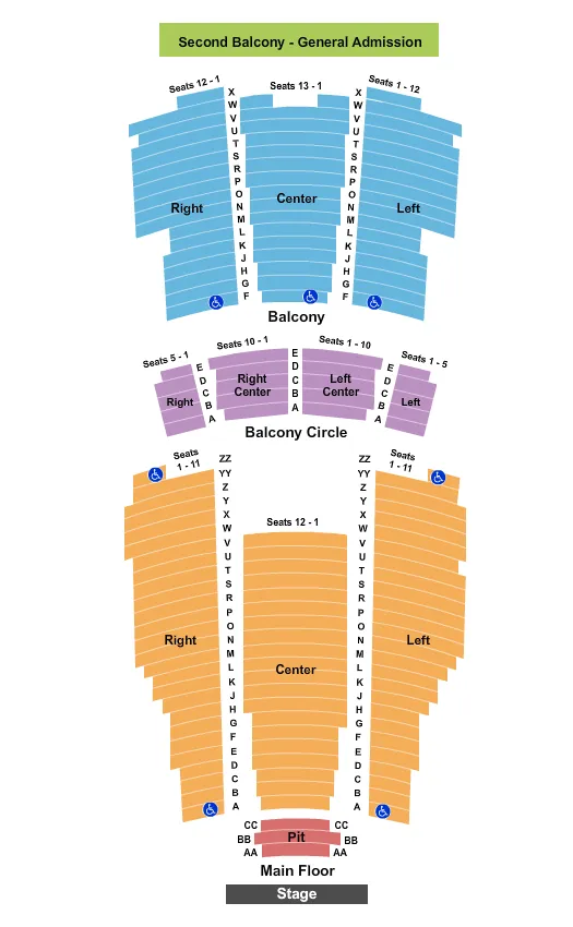 seating chart for Moore Theatre - WA - End Stage - eventticketscenter.com