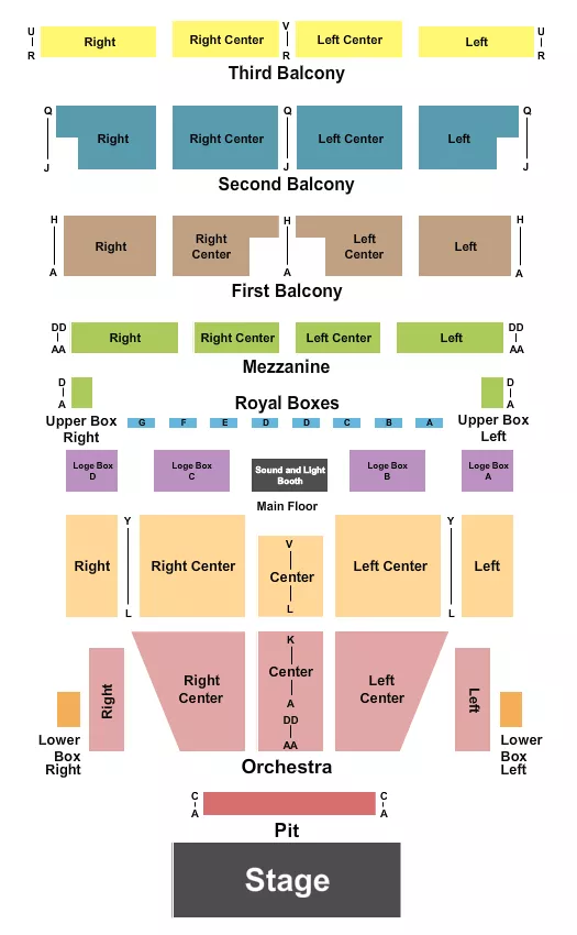 seating chart for Morris Performing Arts Center - Endstage 2 Pit - eventticketscenter.com
