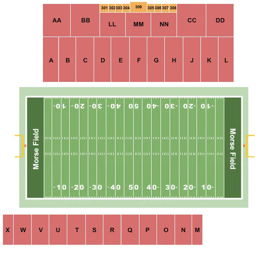 seating chart for Morse Field at Harold Alfond Sports Stadium - Football - eventticketscenter.com
