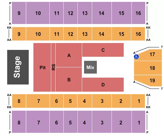 seating chart for Marshall Health Network Arena - Endstage GA Pit - eventticketscenter.com