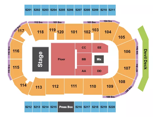 seating chart for Mullett Arena - Billy Currington - eventticketscenter.com
