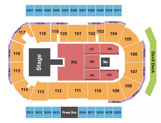 seating chart for Mullett Arena - Brantley Gilbert - eventticketscenter.com