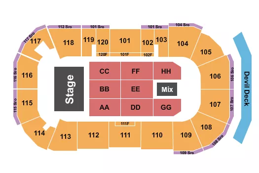 seating chart for Mullett Arena - Endstage 2 - eventticketscenter.com