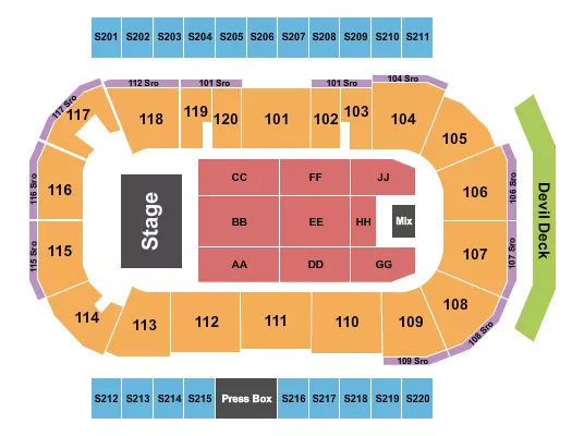 seating chart for Mullett Arena - Endstage 4 - eventticketscenter.com