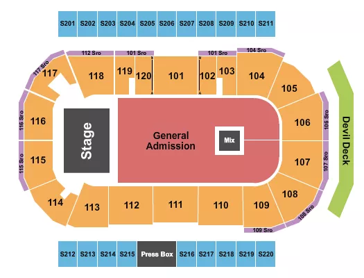 seating chart for Mullett Arena - Endstage GA 2 - eventticketscenter.com