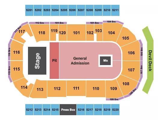 seating chart for Mullett Arena - Endstage GA & Pit - eventticketscenter.com